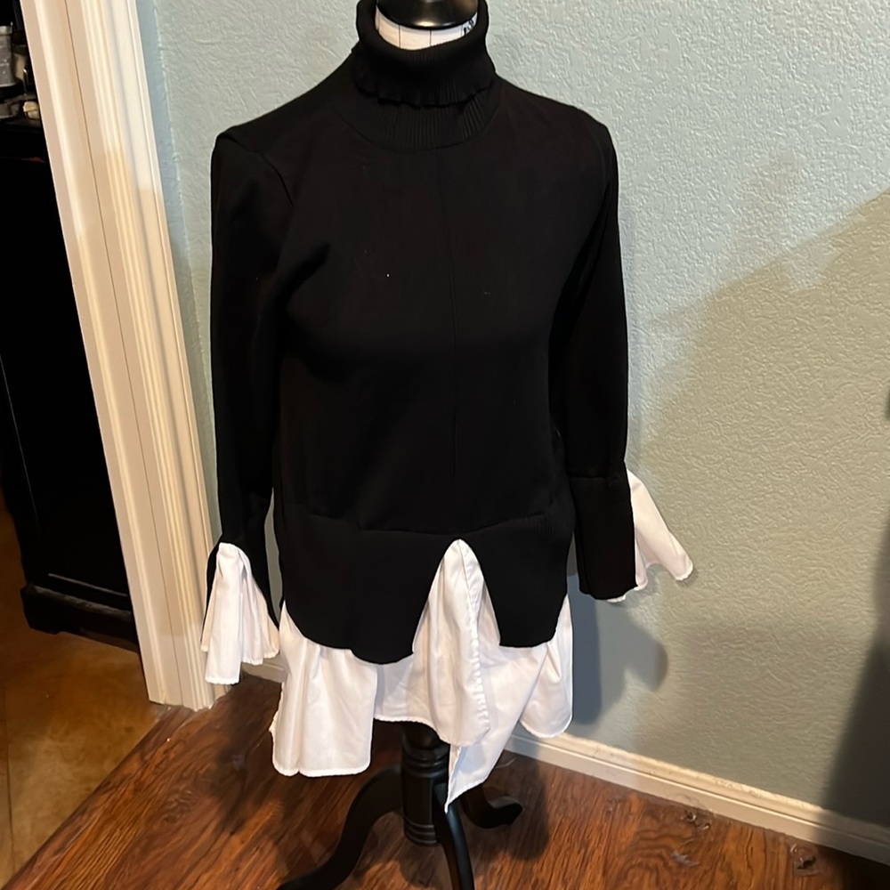 Turtle neck sweater with faux undershirt